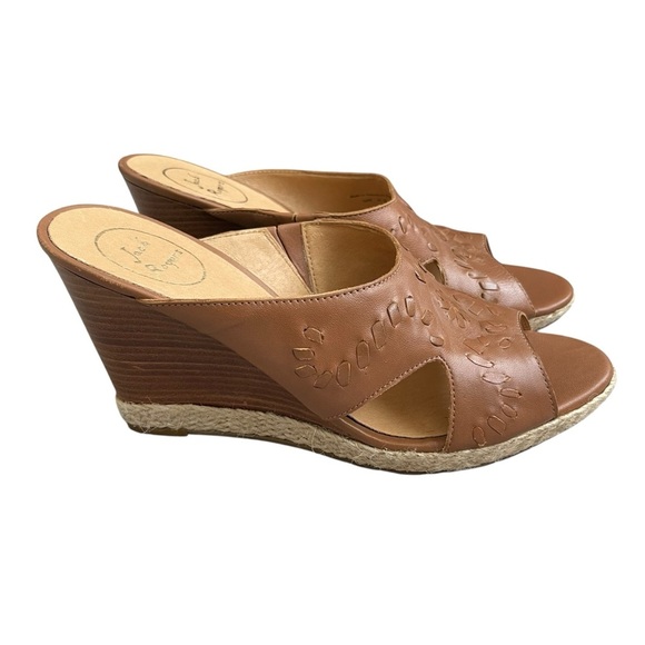 Jack Rogers Sophia Slide Wedge Heel Sandals Women’s Size 10 Leather Oak Brown - Picture 1 of 8